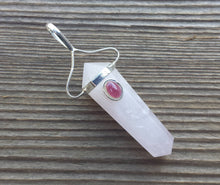 Load image into Gallery viewer, Natural ROSE QUARTZ And GARNET Crystal D - Point Pendant Gemstone