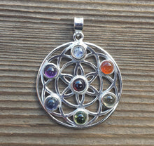 Load image into Gallery viewer, STERLING SILVER .925 PURE Silver Flower Of Life Chakra Pendant