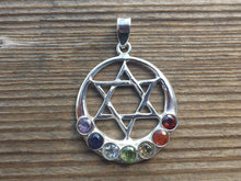 Load image into Gallery viewer, STERLING SILVER .925 PURE Silver Moon And 6 Pointed Star Chakra Pendant
