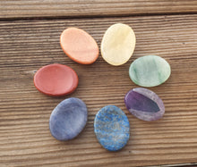 Load image into Gallery viewer, 7 CHAKRA Worry Stone SET Natural Stone Hand Carved Gemstone Worry Stone Set