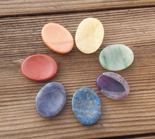 Load image into Gallery viewer, 7 CHAKRA Worry Stone SET Natural Stone Hand Carved Gemstone Worry Stone Set