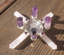 Load image into Gallery viewer, ROSE QUARTZ And AMETHYST Antenna Environment Energy Generator With Garnet Accents