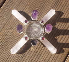 Load image into Gallery viewer, ROSE QUARTZ And AMETHYST Antenna Environment Energy Generator With Garnet Accents