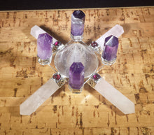 Load image into Gallery viewer, ROSE QUARTZ And AMETHYST Antenna Environment Energy Generator With Garnet Accents
