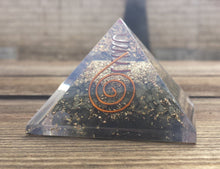Load image into Gallery viewer, LARGE (60-65mm) PYRITE Orgone Gemstone Pyramid Large Pyramid Orgone