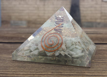 Load image into Gallery viewer, Large (60-65mm) AMAZONITE Orgone Gemstone Pyramid Large Pyramid Orgone