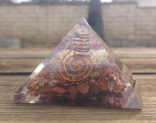 Load image into Gallery viewer, Large (60-65mm) RUBY Orgone Gemstone Pyramid Large Pyramid Orgone