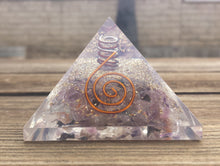 Load image into Gallery viewer, Large (60-65mm) PURPLE FLUORITE Orgone Gemstone Pyramid Large Pyramid Orgone