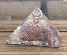 Load image into Gallery viewer, Large (60-65mm) PURPLE FLUORITE Orgone Gemstone Pyramid Large Pyramid Orgone