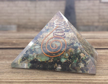 Load image into Gallery viewer, Large (60-65mm) CHRYSOCOLLA Orgone Gemstone Pyramid Large Pyramid Orgone