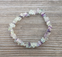Load image into Gallery viewer, FLUORITE Natural Stone Gemstone Stretchy Chip Bracelet
