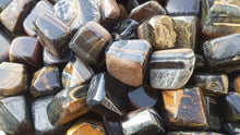 Load image into Gallery viewer, Three (3) BLUE TIGER EYE Tumbled Stones Medium Natural Tumble Stones