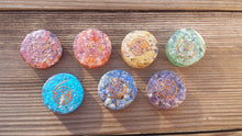 Load image into Gallery viewer, 7 CHAKRA Complete Orgone Gemstone Disk Set