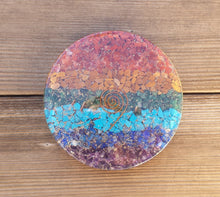 Load image into Gallery viewer, LARGE!! 7 CHAKRA LAYERED Orgone Gemstone Disk Charging Plate