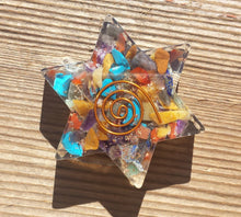 Load image into Gallery viewer, 7 CHAKRA MIXED Orgone Gemstone Star Charging Plate