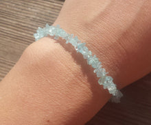 Load image into Gallery viewer, AQUAMARINE Natural Stone Gemstone Stretchy Chip Bracelet