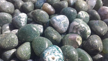 Load image into Gallery viewer, THREE (3) MOSS AGATE Tumbled Stones Medium/Large Natural Tumble Stones