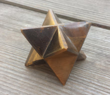 Load image into Gallery viewer, Large (50mm) TIGER EYE Natural Gemstone Merkaba Star (One)