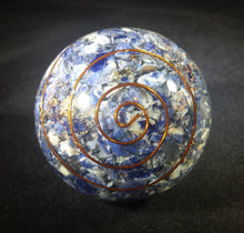 Load image into Gallery viewer, LARGE (60-70mm) SODALITE stone Orgone Gemstone Sphere Orgone Sphere