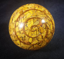 Load image into Gallery viewer, LARGE (60-70mm) YELLOW JASPER stone Orgone Gemstone Sphere Orgone Sphere