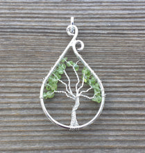 Load image into Gallery viewer, Drop/Peacock Style PERIDOT Tree Of Life Wire Wrapped Pendant Stone Natural Gemstone