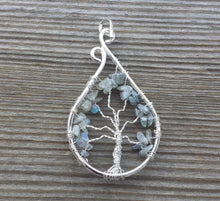 Load image into Gallery viewer, Drop/Peacock Style LABRADORITE Tree Of Life Wire Wrapped Pendant Stone Natural Gemstone