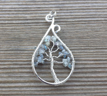 Load image into Gallery viewer, Drop/Peacock Style LABRADORITE Tree Of Life Wire Wrapped Pendant Stone Natural Gemstone