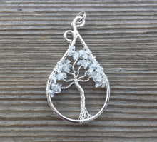 Load image into Gallery viewer, Drop/Peacock Style CLEAR QUARTZ Tree Of Life Wire Wrapped Pendant Stone Natural Gemstone