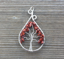 Load image into Gallery viewer, Drop/Peacock Style RED JASPER Tree Of Life Wire Wrapped Pendant Stone Natural Gemstone