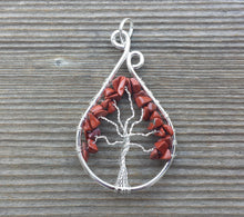 Load image into Gallery viewer, Drop/Peacock Style RED JASPER Tree Of Life Wire Wrapped Pendant Stone Natural Gemstone