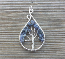 Load image into Gallery viewer, Drop/Peacock Style IOLITE Tree Of Life Wire Wrapped Pendant Stone Natural Gemstone