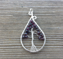 Load image into Gallery viewer, Drop/Peacock Style GARNET Tree Of Life Wire Wrapped Pendant Stone Natural Gemstone