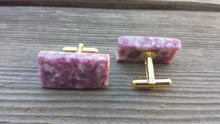 Load image into Gallery viewer, LEPIDOLITE RECTANGLE Natural Gemstone Cufflinks Stone Cuff Links