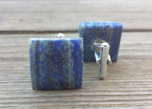 Load image into Gallery viewer, LAPIS LAZULI SQUARE Natural Gemstone Cufflinks Stone Cuff Links