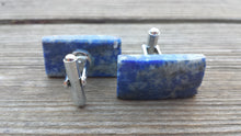 Load image into Gallery viewer, LAPIS LAZULI RECTANGLE Natural Gemstone Cufflinks Stone Cuff Links