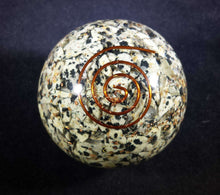 Load image into Gallery viewer, Medium (40-50mm) DALMATIAN JASPER Orgone Gemstone Sphere Orgone Sphere