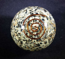Load image into Gallery viewer, Medium (40-50mm) DALMATIAN JASPER Orgone Gemstone Sphere Orgone Sphere