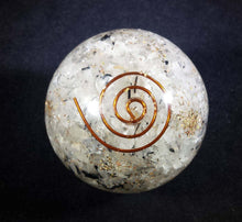 Load image into Gallery viewer, Medium (40-50mm) TOURMILATED QUARTZ Orgone Gemstone Sphere Orgone Sphere