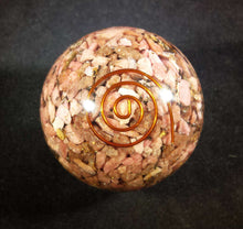 Load image into Gallery viewer, Medium (40-50mm) RHODONITE Orgone Gemstone Sphere Orgone Sphere