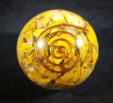 Load image into Gallery viewer, Medium (40-50mm) YELLOW JASPER Orgone Gemstone Sphere Orgone Sphere