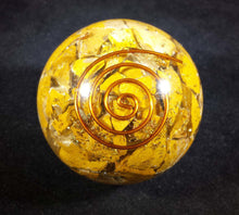 Load image into Gallery viewer, Medium (40-50mm) YELLOW JASPER Orgone Gemstone Sphere Orgone Sphere