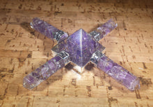 Load image into Gallery viewer, AMETHYST ORGONE 4 Point Gemstone Energy Generator