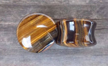 Load image into Gallery viewer, Pair of Real TIGER EYE Plugs Gauges Body Jewelry Double Flared - Pick Size