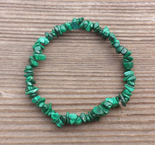 Load image into Gallery viewer, MALACHITE Natural Stone Gemstone Stretchy Chip Bracelet