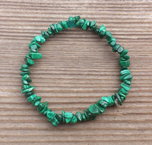 Load image into Gallery viewer, MALACHITE Natural Stone Gemstone Stretchy Chip Bracelet