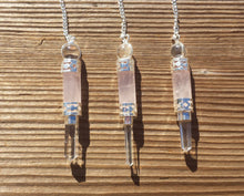 Load image into Gallery viewer, Natural ROSE QUARTZ Gemstone 3 Stone Wand Pendulum (One)