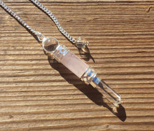 Load image into Gallery viewer, Natural ROSE QUARTZ Gemstone 3 Stone Wand Pendulum (One)