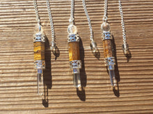 Load image into Gallery viewer, Natural TIGER EYE Gemstone 3 Stone Wand Pendulum (One)