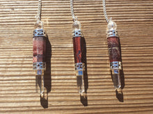 Load image into Gallery viewer, Natural RED TIGER EYE Gemstone 3 Stone Wand Pendulum (One)