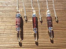 Load image into Gallery viewer, Natural RED TIGER EYE Gemstone 3 Stone Wand Pendulum (One)
